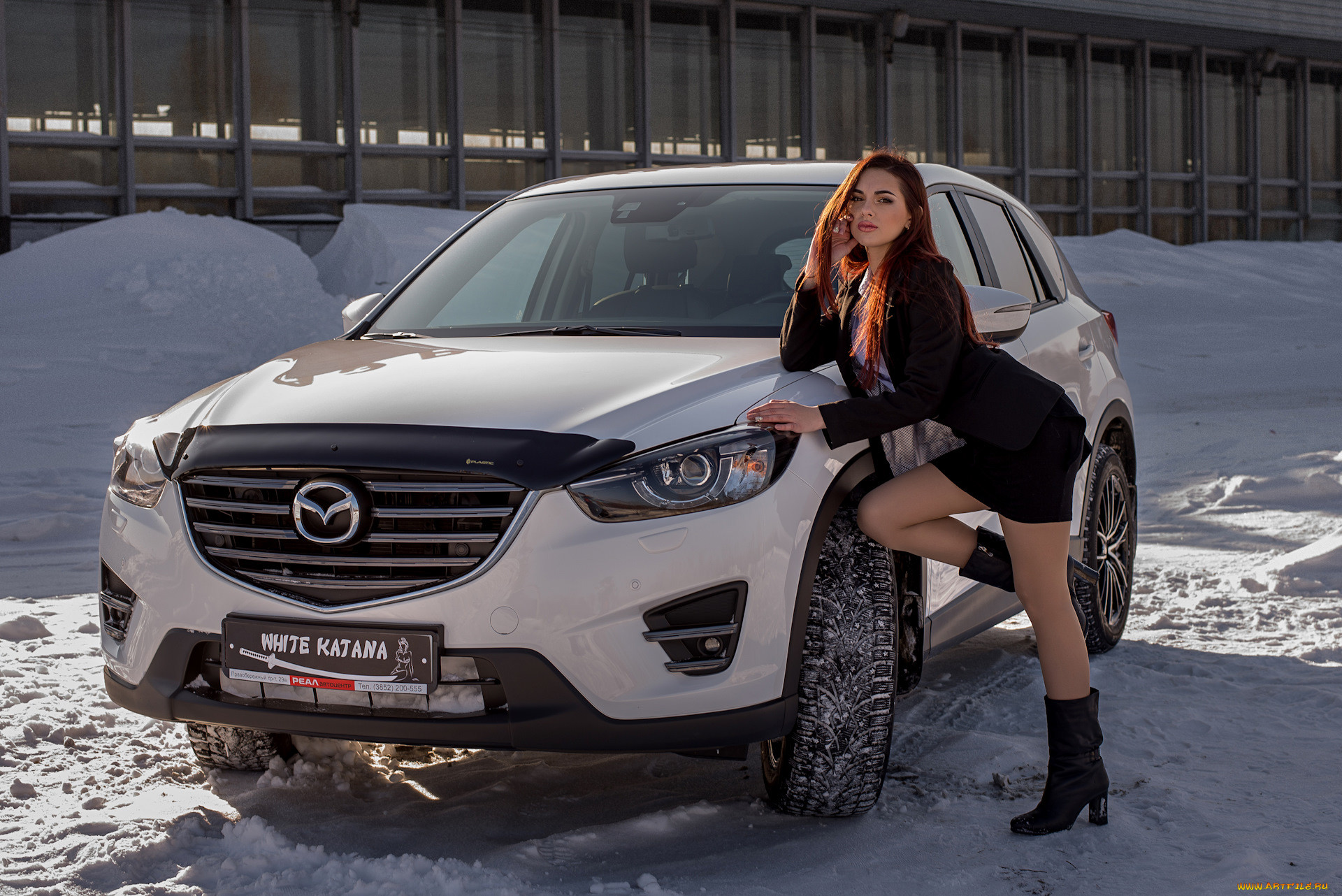 Обои Девушка и Mazda CX-5 Автомобили -Авто с девушками, обои для рабочего  стола, фотографии девушка и mazda cx-5, автомобили, -авто с девушками,  зима, white, katana, cx5, girls, mazda Обои для рабочего стола,